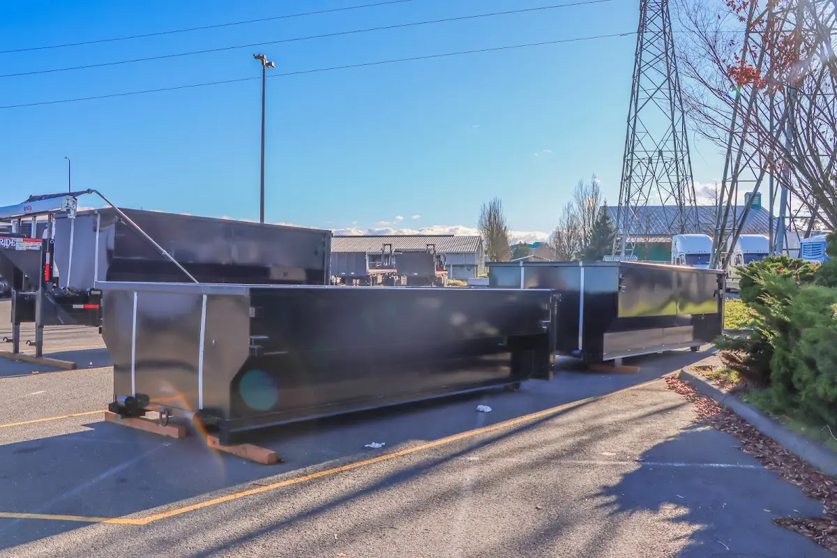 Roll-off dumpster ready for waste disposal at job site for Construction Dumpster Rental in Colesville